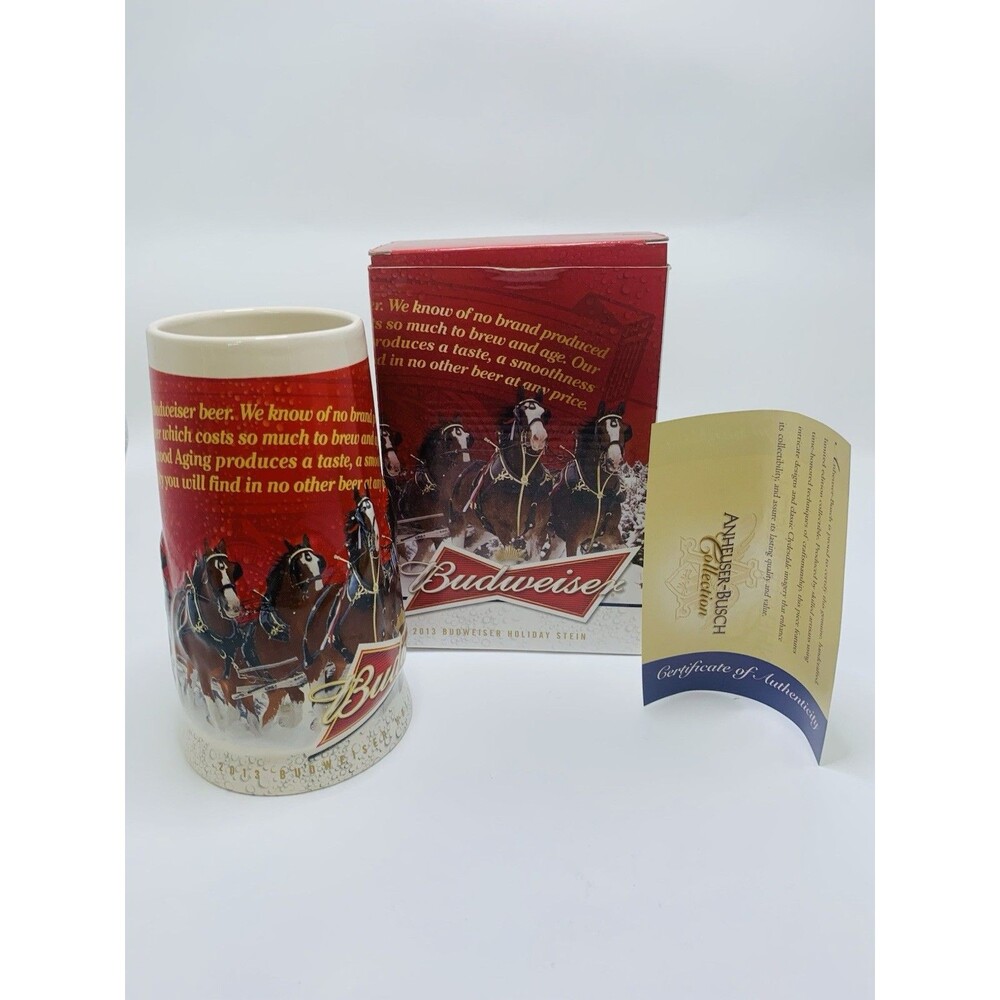 2013 Budweiser Holiday Stein Clydesdales Sights of the Season Includes Box COA